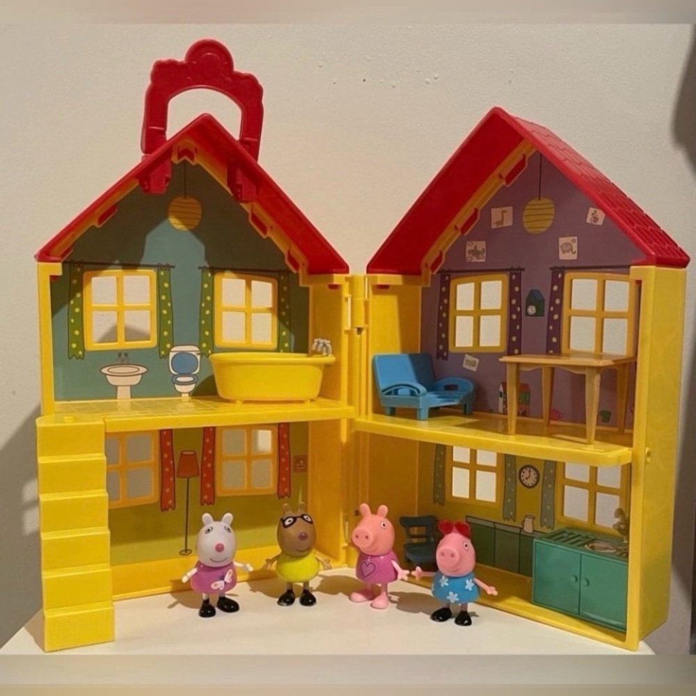 Peppa Pig Deluxe House Playset Fold & Carry W/ Furniture 4 Figures Ladder 2011